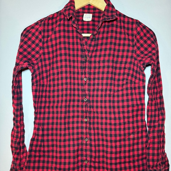 J Crew Factory Red Black Plaid Button Down - Picture 4 of 10